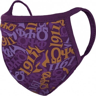 Big Boy Omega Psi/ Phi Divine 9 S3 Printed Face Mask w/Filter Pocket [Purple] - ID#30923