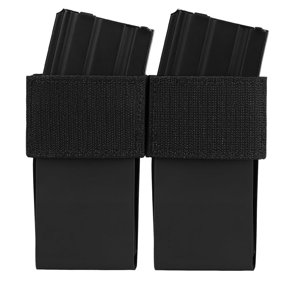 KRYDEX 5.56 Double Mag Insert 7.62 Magazine Pouch Kangroo Magazine Holster with Polymer Mag Insert (Double Style/Black)