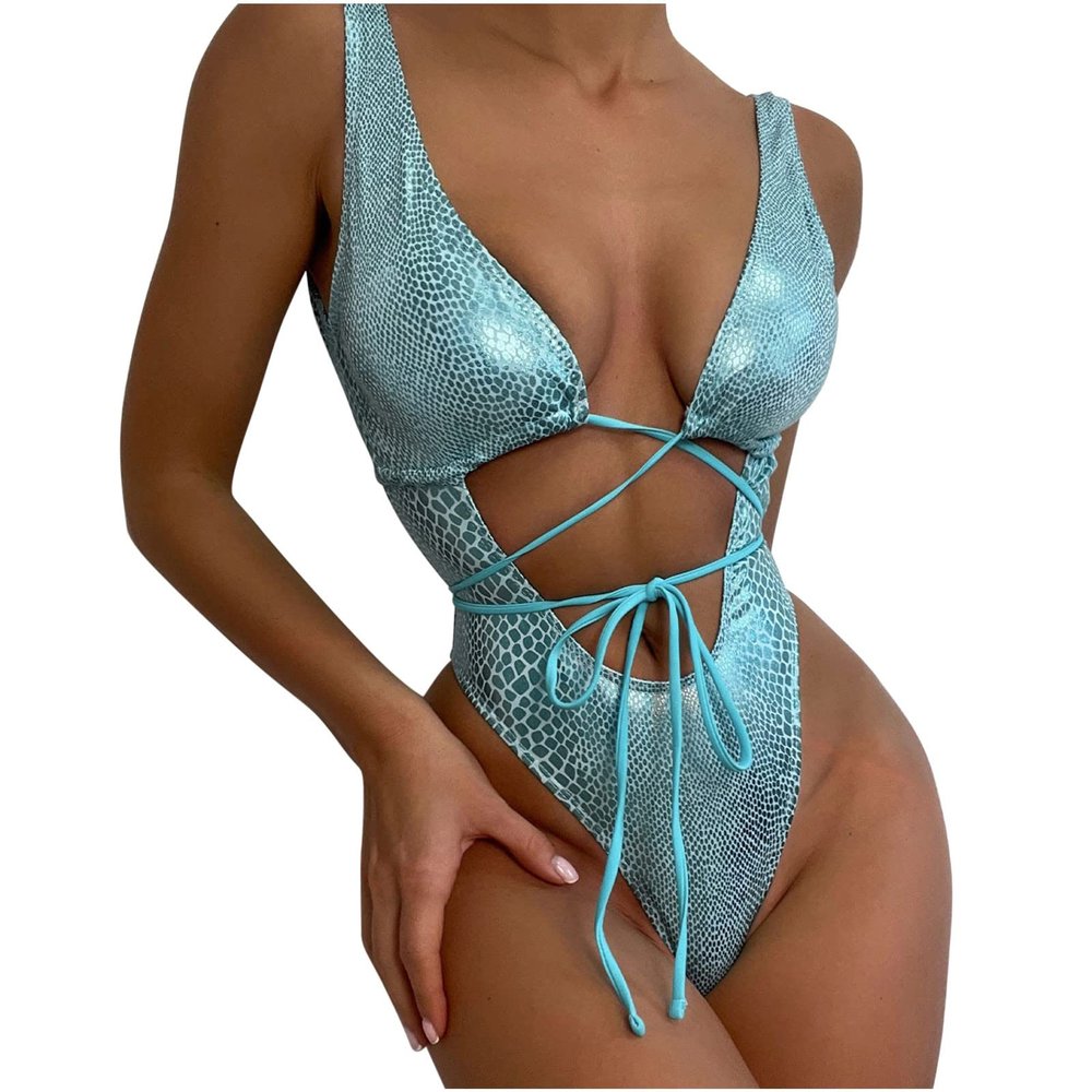 2024 2024 One Piece Swimsuit Womens Bodysuit Snakeskin Sexy Sequin Shiny Bathing Suit Festival Dance Clothing Rave Outfit