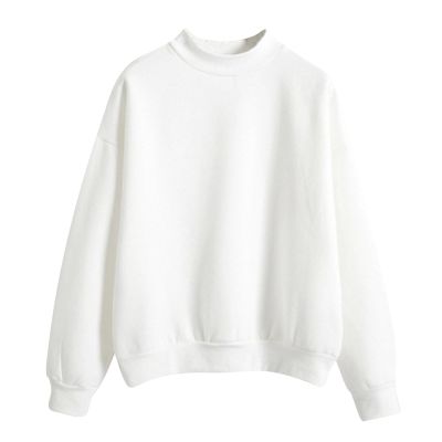 Oversized Sweatshirt for Women Casual Long Sleeve Mock Neck Fleece Pullover Fashion Teen Girls Y2K Clothes Workout Tops White