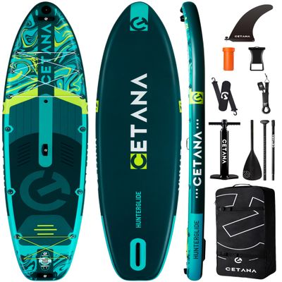 CETANA 11'635" Extra Wide Stand Up Paddle Board for Adults & Youth, 400lb Capacity Inflatable Paddle Board, Sup for 2+1 Person with Removable US Fin, 100L Backpack, Floating Paddle, Safety Leash
