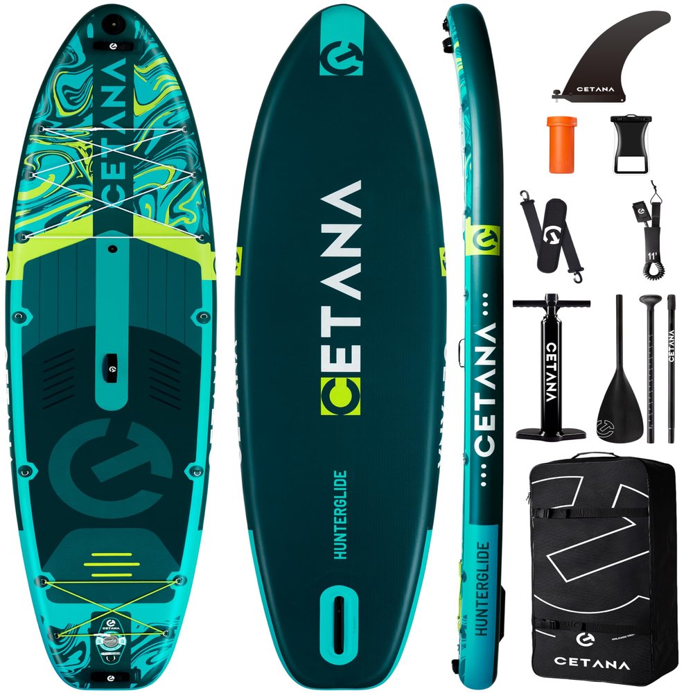 CETANA 11'635" Extra Wide Stand Up Paddle Board for Adults & Youth, 400lb Capacity Inflatable Paddle Board, Sup for 2+1 Person with Removable US Fin, 100L Backpack, Floating Paddle, Safety Leash