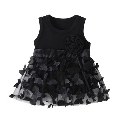 Baby Girl Tutu Dresses Infant Sleeveless Dress Toddler Rainbow Tulle Dress Princess Soft Mesh Tutu (Black, 12-18 Months)
