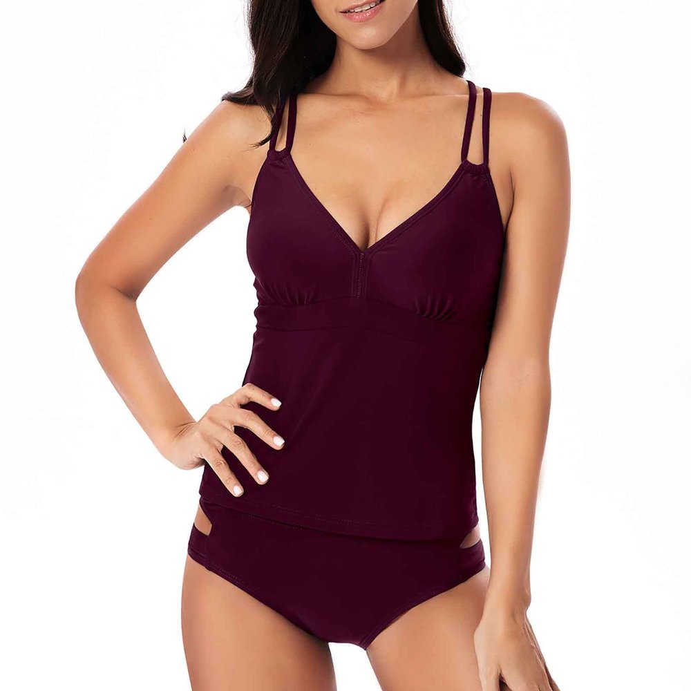 Swimsuits for Older Women Cute Floral Tankini Baithing Suit with Underwire Two Piece High Waist Athletic Tankinis Purple