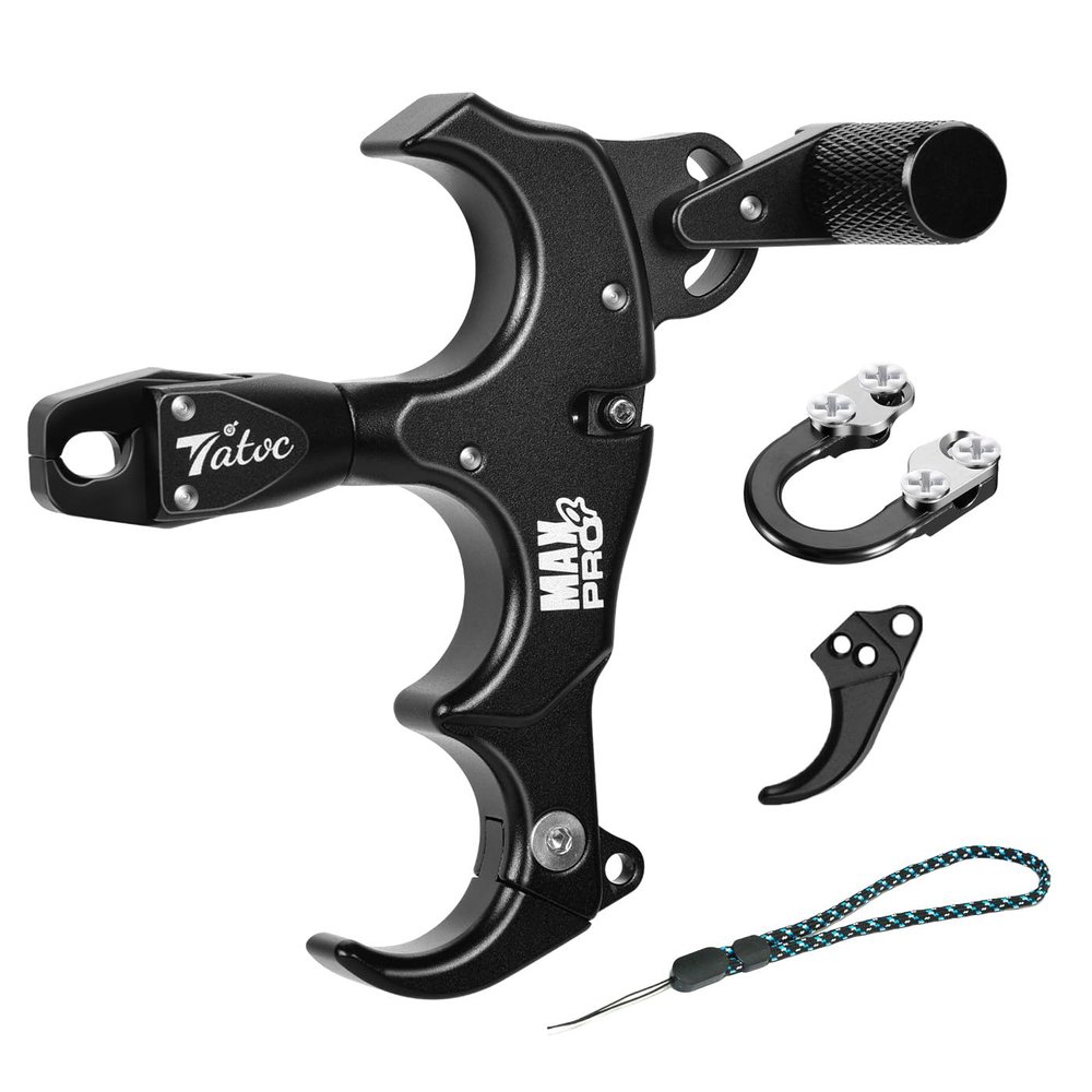 Tatoc Bow Release Thumb Archery 360 Rotatable Thumb Release for Compound Bow 3/4 Finger Release-Bow Trigger (Black)