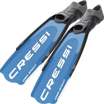 CRESSI BH082038 Free Diving Scuba Diving Full Foot Fin [GARA Modular Sprint] with 29 Degree Angle, Replaceable Blade, Blue, 38/39 (23.5-24.5cm)