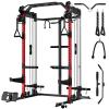 Mikolo Power Cage, 2000LB Power Rack with Independent Dual Pulley System, Multi-Function Home Gym Workout Machine for Cable Crossover (Red) view 1