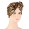 1 Pack Pre Tied Chemo Head Scarf Beanie Turban Cover Cap For Headwraps Headwear Bandana For Hair Loss (Gold, One Size) view 3