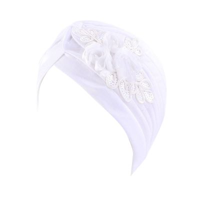 1 Piece Women Turban Chemo Headwear Cancer Hats Headwrap Stretchy Turban Cap Beanie Sleep Cap (White, One Size)