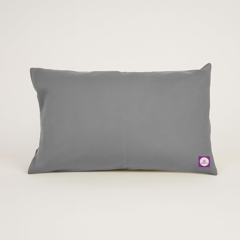 Yogikuti Cotton-Filled Iyengar Yoga Pillow, Cotton Cushion Best for Back & Neck Support in Restorative Pose, Meditation (Grey)