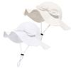 Baby Girl Sun Hat with UPF 50+ Outdoor Adjustable Beach Hat with Wide Brim Bucket Hats (6-12 Months, White Beige Stripe 2pcs) view 1