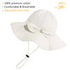 Baby Girl Sun Hat with UPF 50+ Outdoor Adjustable Beach Hat with Wide Brim Bucket Hats (0-6 Months, White Beige Stripe 2pcs) view 2