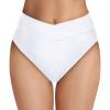 askedwayu Women's High Waisted Bikini Bottom Full Coverage Tummy Control Ruched Bathing Suit Sports Vintage Swim Suit Bottoms view 1