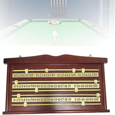 McbeAn Billiards Scoreboard, British Snooker Scoreboard, Copper Track & Running Wheel, Durable and Not Rusty, Wall-Mounted Billiard Score Keeper Recorder, for 2-4 Players Home Club Supplies