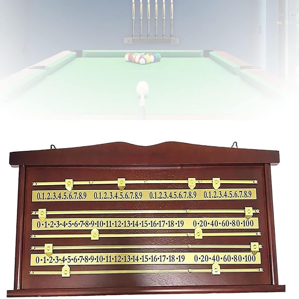 McbeAn Billiards Scoreboard, British Snooker Scoreboard, Copper Track & Running Wheel, Durable and Not Rusty, Wall-Mounted Billiard Score Keeper Recorder, for 2-4 Players Home Club Supplies