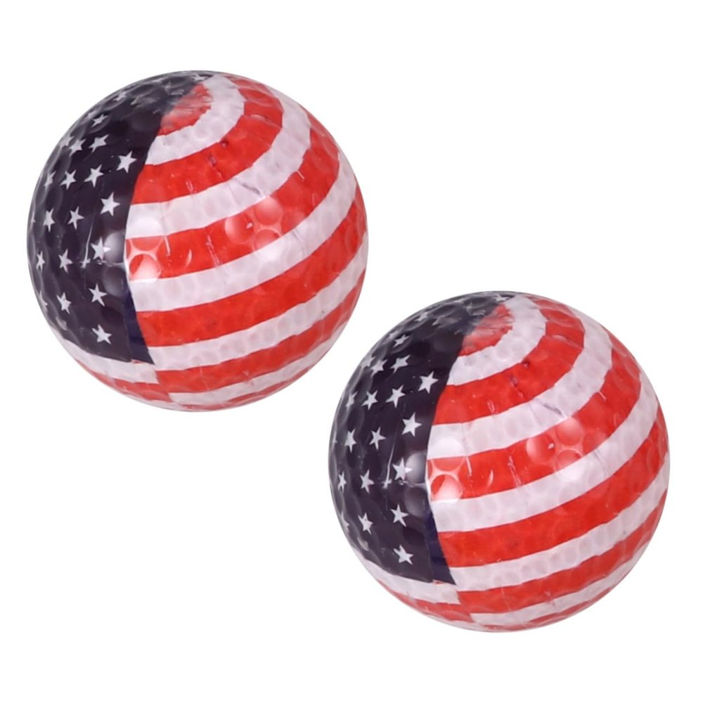 BESPORTBLE 2pcs Us Flag Pattern Golf Practice Balls Lightweight Layers for Beginners Long Distance Training Control for Tennis and Warm Ups