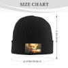 Black Warm Knit Hat Cute Baby Fox Picture Soft Good Elasticity Suitable for Daily and Outdoor Sports view 2