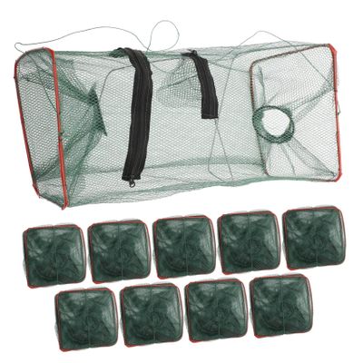 BESPORTBLE 10pcs Foldable Nylon Mesh Shrimp Net Aquaculture Cage for Crab and Lobster Fishing Rectangular Design Random for Indoor and Outdoor Use