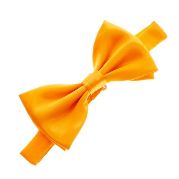 My Lello Classic Men's Pre- Tied Satin Adjustable Bow Tie Solid Formal Tuxedo Style - Golden Yellow