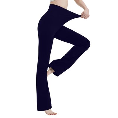 MC&LO Cotton Spandex High Rise Bootcut Flare Yoga Pants Legging(Regular Size/Plus Size) S-4XL (36" Inseam) Navy
