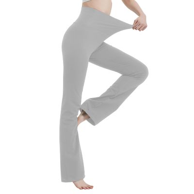 MC&LO Cotton Spandex High Rise Bootcut Flare Yoga Pants Legging(Regular Size/Plus Size) S-4XL (34" Inseam) Gray