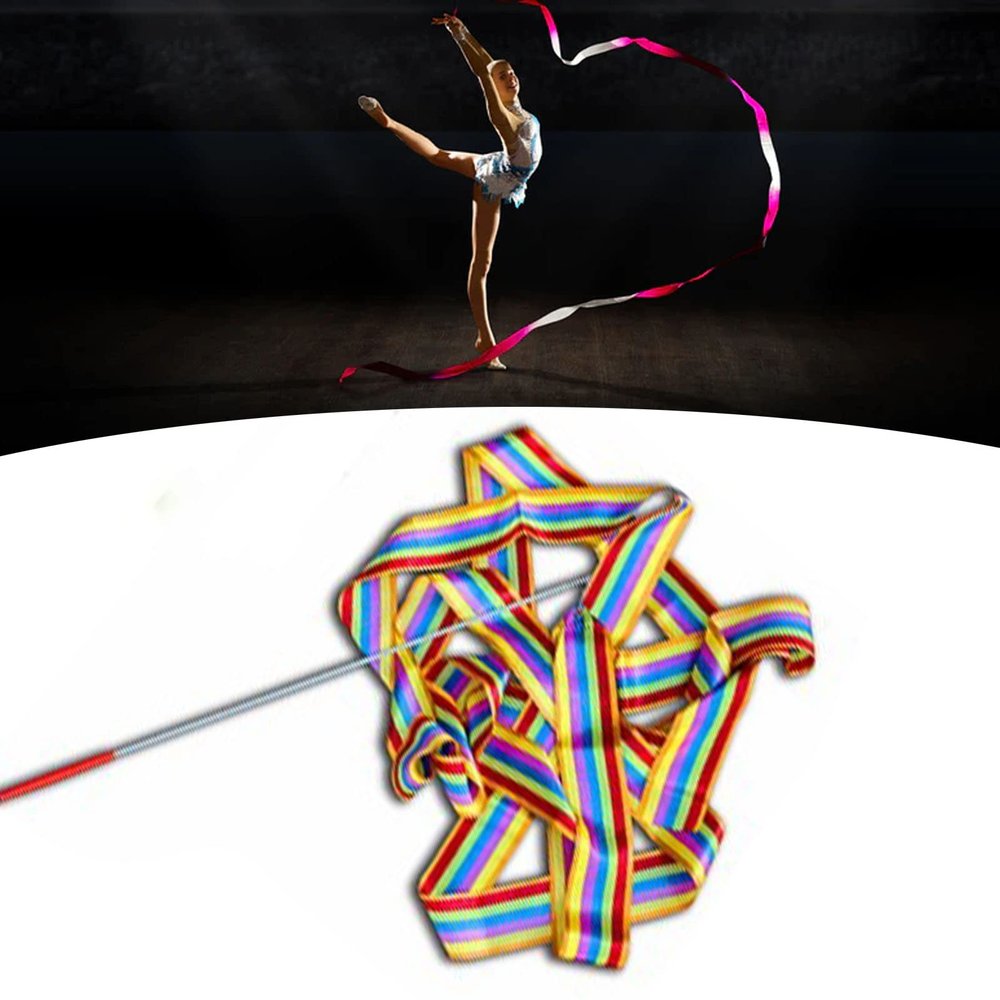 4m/13.12ft Dance Ribbons Gymnastics Ribbon Streamers Dancing Streamers Wands for Kids (Coloful)