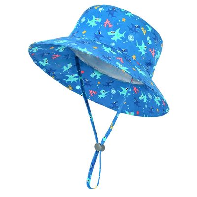 Babies Boy Sun Hat Baby Infant Toddler Boys Breathable Sunhat Shark Summer Fisherman Cap Sunbonnet 50+ UPF