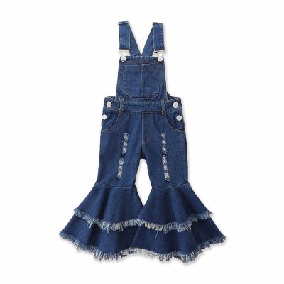 AIMAOMI Baby Girl Denim Overalls Bell Bottom Kid Children Fashionable Flared Pants Jeans Girls Workout Clothes (A, 2-3Years)