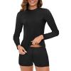 2024 2024 Womens Athletic Swimsuits Long Sleeve Rash Guard Two Piece Bathing Suits Swim Slim Shirt Tops w Boyshort Bottom view 2