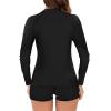 2024 2024 Womens Athletic Swimsuits Long Sleeve Rash Guard Two Piece Bathing Suits Swim Slim Shirt Tops w Boyshort Bottom view 3