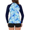 2024 Womens Athletic Swimsuits Long Sleeve Rash Guard Two Piece Bathing Suits Swim Slim Shirt Tops w Boyshort Bottom view 3