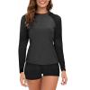2024 Womens Athletic Swimsuits Long Sleeve Rash Guard Two Piece Bathing Suits Swim Slim Shirt Tops w Boyshort Bottom view 1