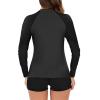 2024 Womens Athletic Swimsuits Long Sleeve Rash Guard Two Piece Bathing Suits Swim Slim Shirt Tops w Boyshort Bottom view 3