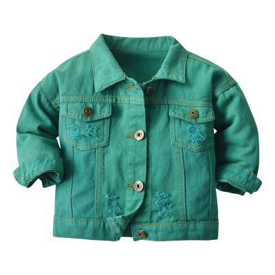 BILIKEYU Baby Boys Girls Denim Jacket Kids Toddler Button Down Jeans Jacket Top Coat Outerwear Casual (Green, 18-24 Months)