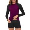 2024 Womens Athletic Swimsuits Long Sleeve Rash Guard Two Piece Bathing Suits Swim Slim Shirt Tops w Boyshort Bottom view 2