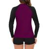 2024 Womens Athletic Swimsuits Long Sleeve Rash Guard Two Piece Bathing Suits Swim Slim Shirt Tops w Boyshort Bottom view 3