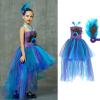 NineFit Basics Kids Girls' eacock Feather Dress Children's Model Catwalk Performance Tail Dress Festival (Purple #5, 10-12 Years) view 2