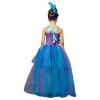 NineFit Basics Kids Girls' eacock Feather Dress Children's Model Catwalk Performance Tail Dress Festival (Purple #5, 10-12 Years) view 3
