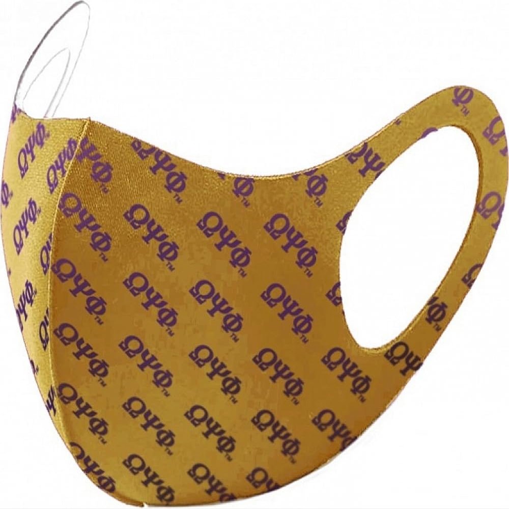 Big Boy Omega Psi/ Phi Divine 9 S2 Summer Poly Fashion Face Mask [Gold] - ID#29597