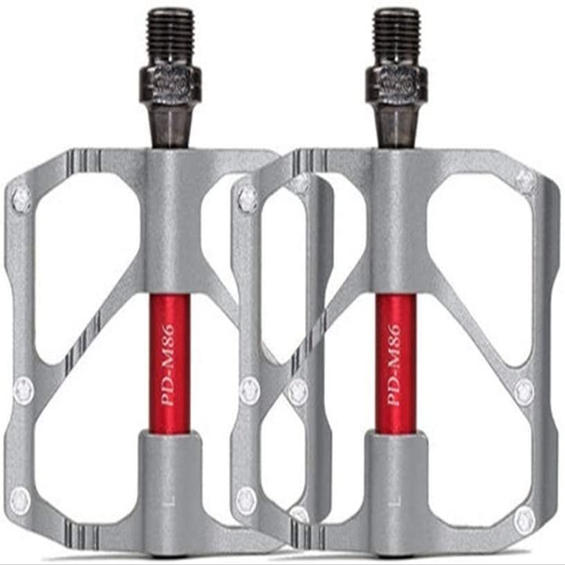 DWSEDF Bicycle Pedals Mountain Bike Aluminum Pedals Road Bike Riding Pedals (Color : 86silver, Size : Free Size)