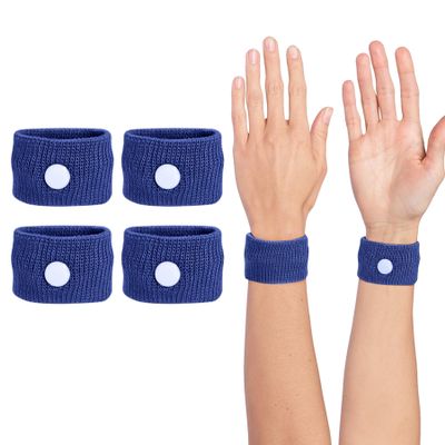 Motion Sickness Wristband, Anti-Nausea Acupressure Wrist Band for Nausea Relief, Dizziness and Vomiting from Car Sea Boat Flying Travel Sickness for Adults and Kids (Dark Blue, Large, 2 Pairs)
