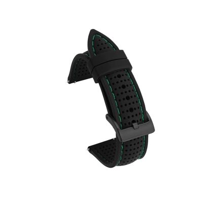 18mm 20mm 22mm 24mm Silicone Sport Strap Waterproof Rubber Men Replacement Band for Samsung S3 for Huawei Watch GT2 46mm for Amazfit GTR (Color : Black green black, Size : 22mm)