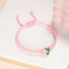 Lovely Flower Stretch Bracelet for Women Handmade Colorful Tulip String Strand Bracelet Adjustable Woven Surfer Beach BFF Wristband Jewelry-pink view 2
