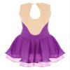 YOOJOO Girls' Sleeveless Ice Skating Dress Shiny Rhinestone Rhythmic Gymnastics Leotard Competition Figure Skating Costume G1537Purple 6 Years view 2