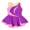 YOOJOO Girls' Sleeveless Ice Skating Dress Shiny Rhinestone Rhythmic Gymnastics Leotard Competition Figure Skating Costume G1537Purple 6 Years view 3