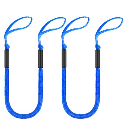 Bungee Dock Line with Loops  Lightweight Elastic Mooring Rope for Quick Docking (2, Blue, 4 Feet)