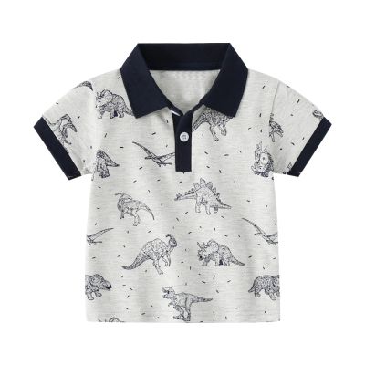 Little Boys Short Sleeve Plo Shirt Kids Summer Cartoon Print Tee School niform Comfortable (GY1-A, 5-6 Years)