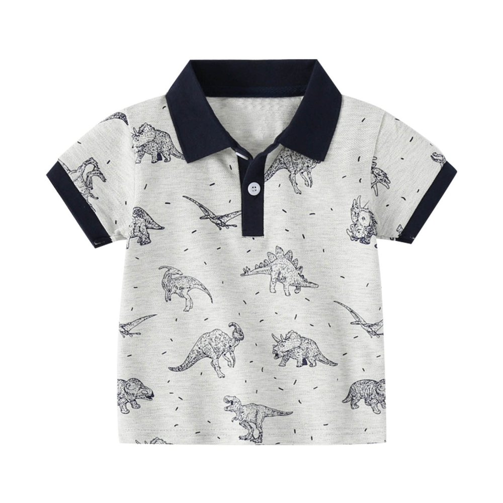 Little Boys Short Sleeve Plo Shirt Kids Summer Cartoon Print Tee School niform Comfortable (GY1-A, 5-6 Years)