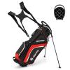 ULTIMATE 14-Way Golf Stand Bag, Portable Golf Bag w/ 6 Pockets,Cooler Bag & Waterproof Valuable Pocket, Rain Hood, Ergonomic Dual Strap System & Carrying Handles, 5 LBS Lightweight for Adults (Red) view 1