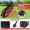ULTIMATE 14-Way Golf Stand Bag, Portable Golf Bag w/ 6 Pockets,Cooler Bag & Waterproof Valuable Pocket, Rain Hood, Ergonomic Dual Strap System & Carrying Handles, 5 LBS Lightweight for Adults (Red) view 3